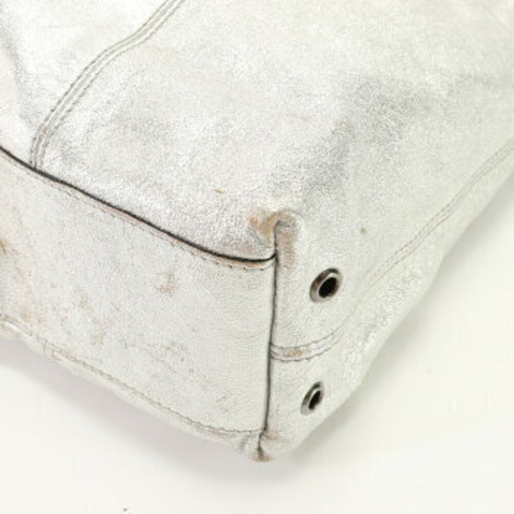 Burberry Leather Tote Bag Shoulder Business Document Silver - Picture 9 of 13